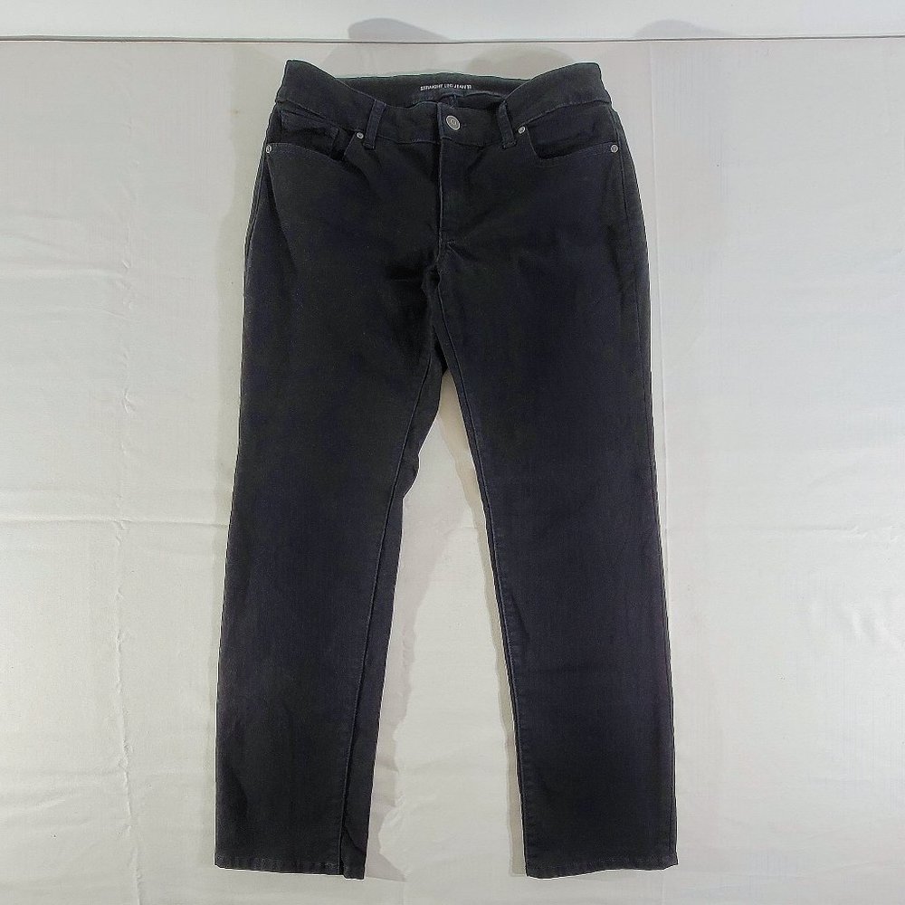 LN CHICOS Women's 1R (Actual 33-37" x 31") Straight Leg Stretch Denim Black